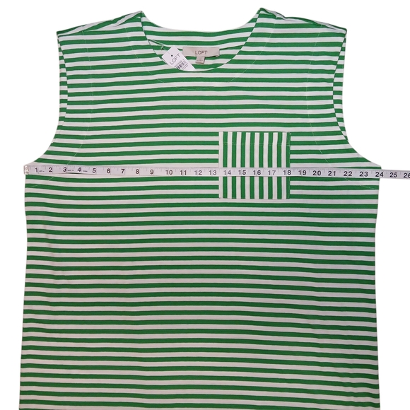 LOFT Green and White Striped Midi Dress - NWT - Picture 4 of 7